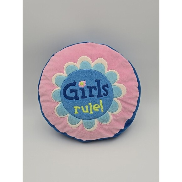 Girls Rule Boys Drool Decorative Round Pillow Teen Bedroom Decor - Picture 1 of 8